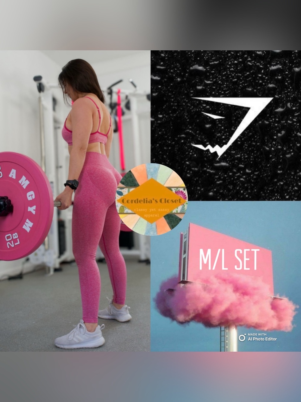 GYMSHARK Pink Matching SET - Bra: size Medium & Leggings: size Large